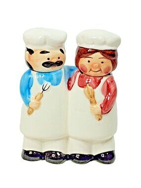 Alco Shakeables Chef And Baker Salt And Pepper Head Shakers NIB 5"